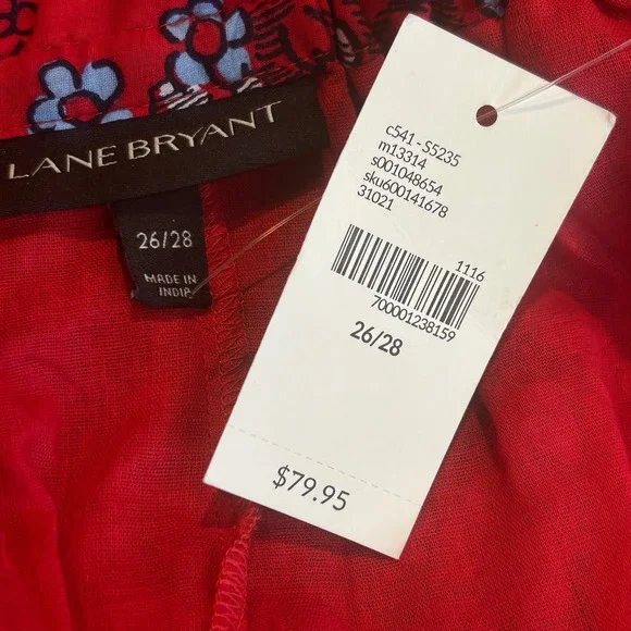 Lane Bryant Red and Blue Floral Midi Dress - Picture 6 of 8